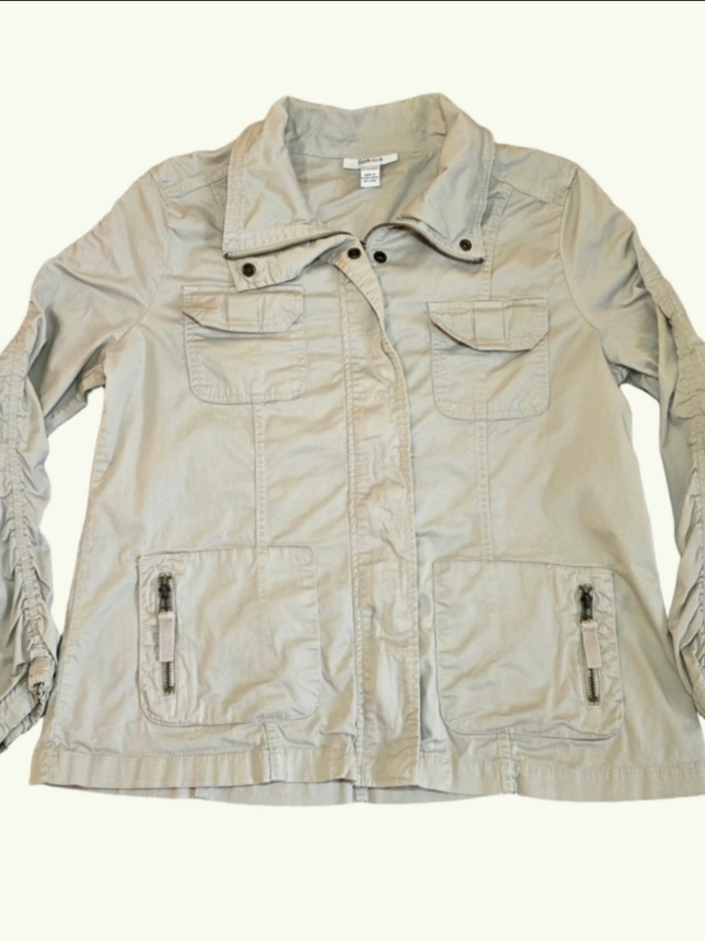 Style & Co Utility Jacket Women's L Khaki Field Coat